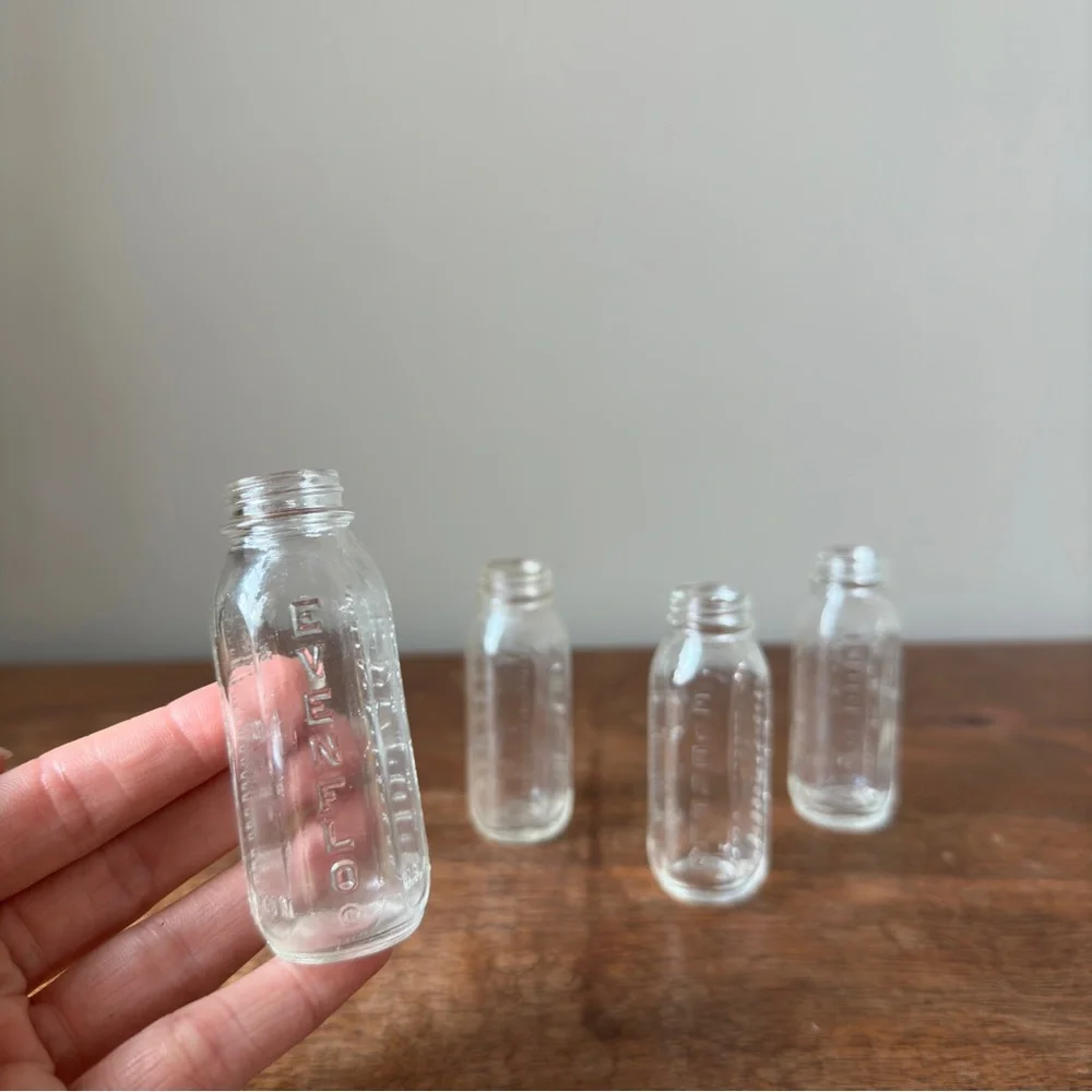 Vintage Glass Bottles Evenflow Baby Doll Accessories Glass Propagation Set of 4